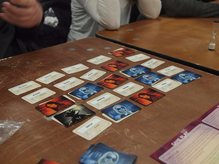 Codenames board game box and cards